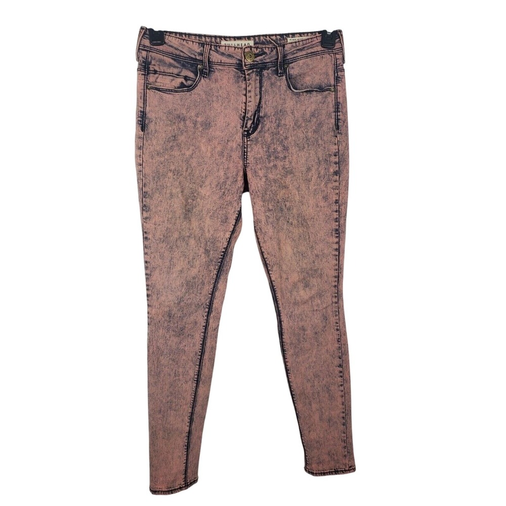 Bullhead Denim CO Jeans Juniors 9 High Rise Skinniest Pink Black Wash Skinny Leg